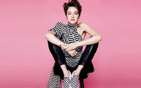 Shailene Woodley - white, pink, black, model, actress, shailene woodley, girl, woman