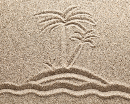 â™¥Sandâ™¥ - palms, island, texture, drawing, sand