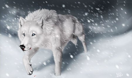 Winter Wolf - predator, arctic, artwork, snow