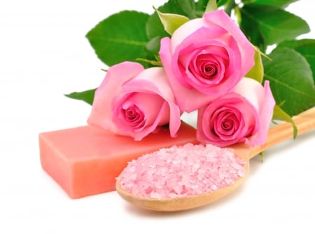 â™¥Spa Rosesâ™¥ - soap, roses, pink, salt, spa