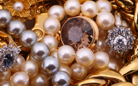 Pearl - gold, jewels, pearl, gems