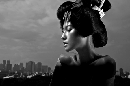 The Japan Diaries ... - woman, beauty, photography, asian, black, white, art, geisha, japan, portrait