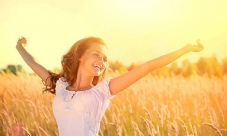 So Happy  â™¥ - woman, wheat, girl, photography, sun, joy, field, beautiful, sunny, happiness, happy