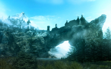 Fantasy land - castle, fantasy, mountain, art