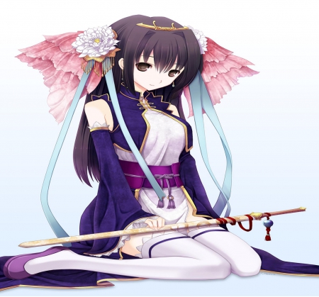 Katana - girlkimono, girl, japan, katana, long hair, sword, japanese, orginal