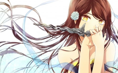 Longa - pretty, knife, girl, orginal, long hair