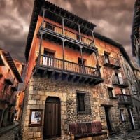 beautiful street view in albarracin spain hdr