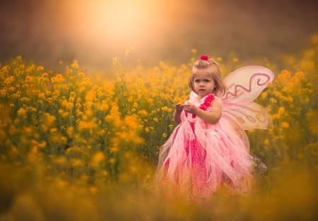 Little Angel - sweetness, splendor, flowers, flowers field, girl, nature, angel