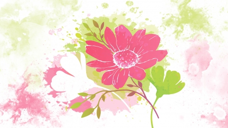 Watercolor Blossoms - flowers, blossoms, summer, splatter, spring, floral, splash, pink