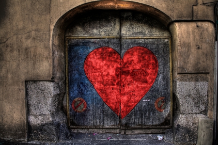 ♡ - door, heart, photography, wall