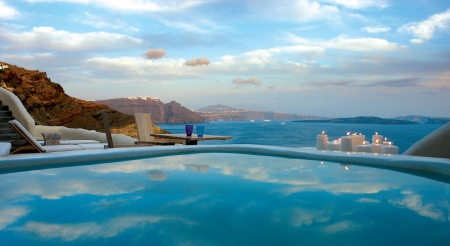 Beautiful Ocean View in Santorini - pool side, ocean view, santorini, greece