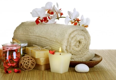 ♥Relaxing Spa♥ - relax, spa, candle, orchid, towel, soap