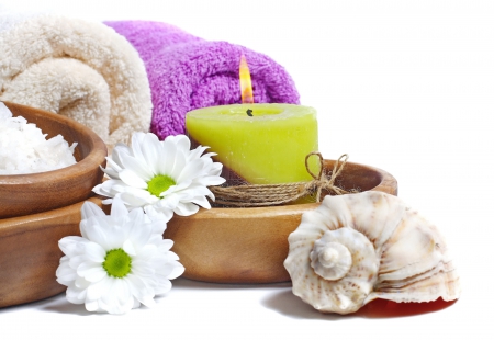 ♥Relaxing Spa♥ - flowers, camomile, seashell, spa, daisy, candle, towel