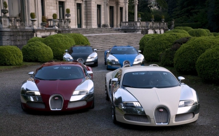 Four Bugatti Veyron's - veyron, bugatti, cars, four