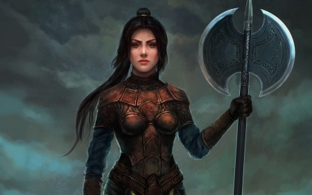 Fantasy girl - woman, girl, warrior, fantasy, armor, art, game, weapon, digital