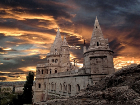 castle at sunset - colorful, hdr, sunset, castle