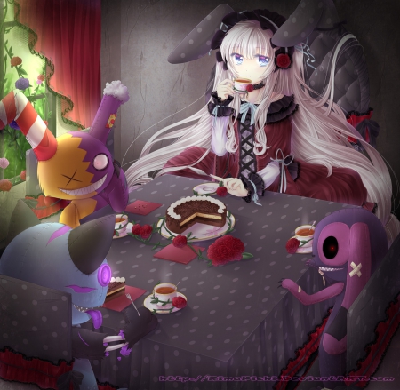 Tea Party - toys, tea, party, orginal, gothic, bunny