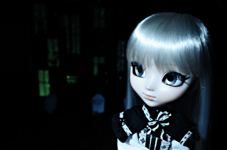 doll - alone, girl, dark, in