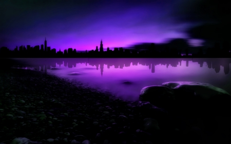 atlantic city - city, purple, abstract, cg