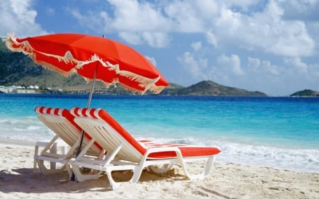 Day at the beach - sands, nature, beach chair, beach