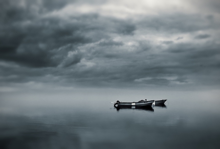 Silence - silence, boats, sea, blue