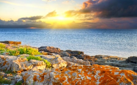 Beautiful sunset - beach, sky, nature, sunset