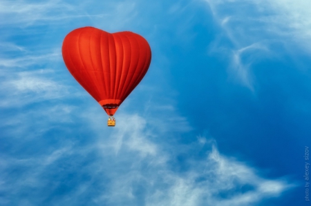 Hot air heart - skies, hot air, love, heart