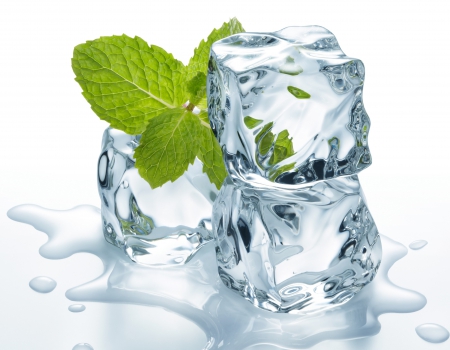 Ice and Mint - drops, ice, water, mint