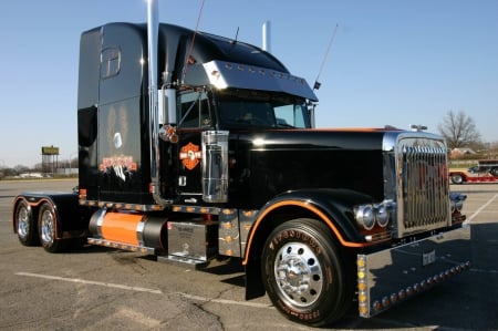 BLACK ORANGE TRUCK BLACK ANGEL - semi truck, sema show, socal customs, wallpapers up