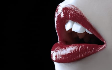 lips - women, sexy, lips, red, blac, black