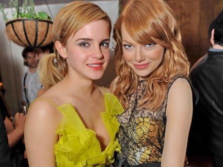 Emma Watson with Emma Stone - actresses, blondes, celebrities, beautiful ladies, peoples, model