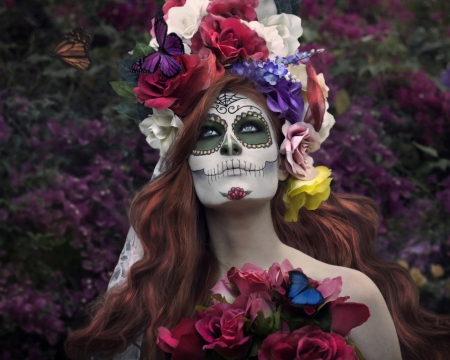 Day Of The Dead - maxican, makeup, flower, art