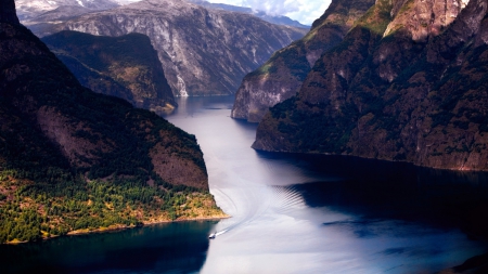 spectacular fjord - mountains, fjord, boat, cliffs