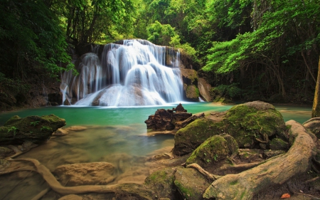 Hidden waterfalls - plants, waterfalls, nature, rocks