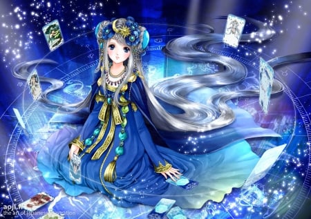 Turquoise - beauty, nice, female, magic, anime girl, fantasy, pretty, anime, fantasy girl, maiden, lady, girl, magical, lovely, blue, beautiful, sweet