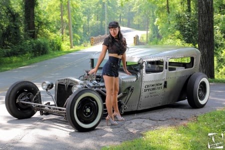 Custom Rod With Babe - Hotrod, Classic, Outdoors, Model