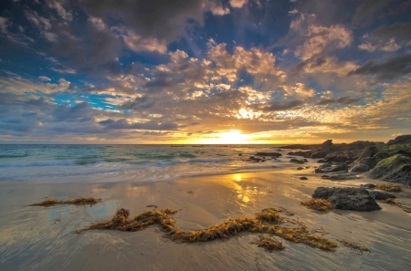 * Sunset * - sky, ocen, dark, sunset, nature