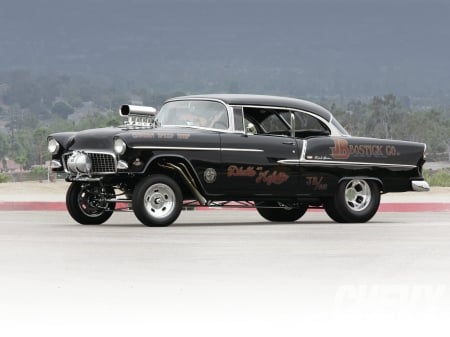 1955-Chevy-Bel-Air - classic, black, motor, gm