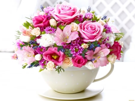 Floral cup - nice, coffee, freshness, tea, lovely, spring, cup, pretty, floral, beautiful, flowers