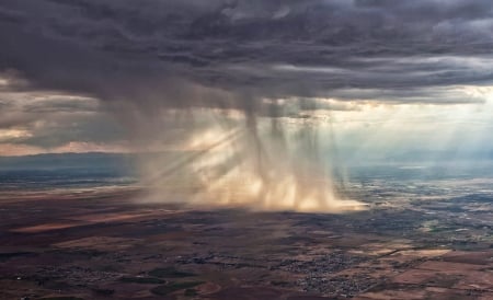 Rain on the landscape - nature, sky, landscape, clouds, rain