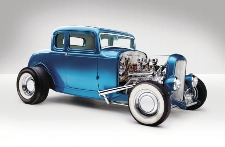 1932-Ford-Coupe - classic, motor, blue, hotrod