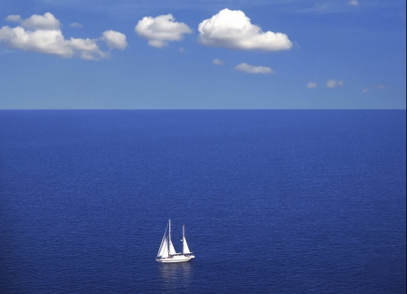 This blue is mine! - horizon, rig, panorama, other, white, view, cool, boats, scenic, wallpaper, competition, sailing, nature, beautiful, bluescape, sea, nice, sky, sailboats, photography, candles, water, image, oceans, clouds, scene, fullscreen, sail, seascape, waterscape, picture, wall, blue, scenery, awesome, photo