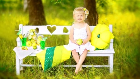 sweet Girl - bench, sweet, cute, girl