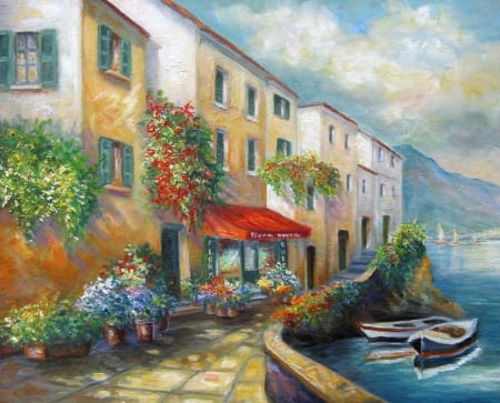 Painting - abstract, villa, lovely, painting