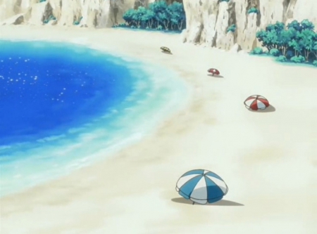 SP: Beach - pretty, anime, water, scenery, beach, beautiful, scene, sea, scenic, beauty, lovely, sand, sweet, strawberry panic, umbrella, nice