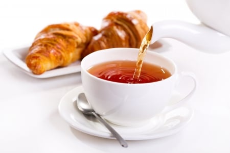 â™¥Breakfastâ™¥ - tea, breakfast, cup, croissant