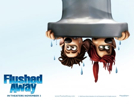 FLUSHED AWAY - funny, toilet, flushed, rats