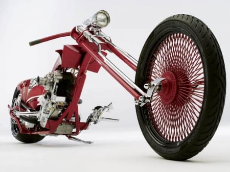  Red Custom Chopper - bike, motorcycle, harley davidson, chopper