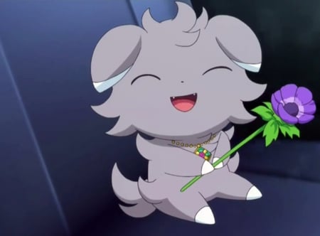 Espurr being cute - car, pokemon, cute, flower, espurr