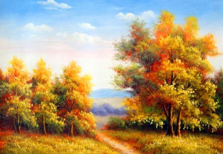 Autumn Painting - painting, abstract, lovely, trees